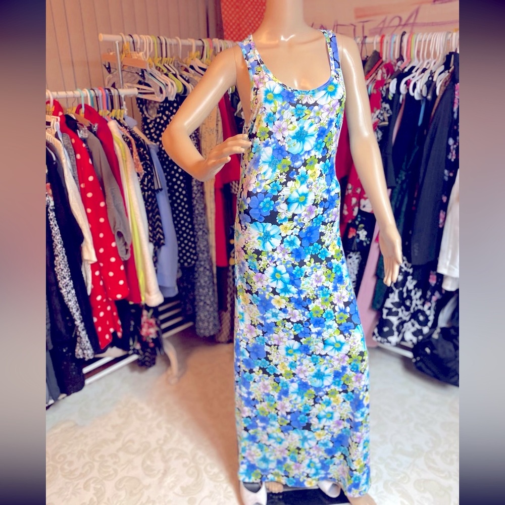 Blue floral dress M
